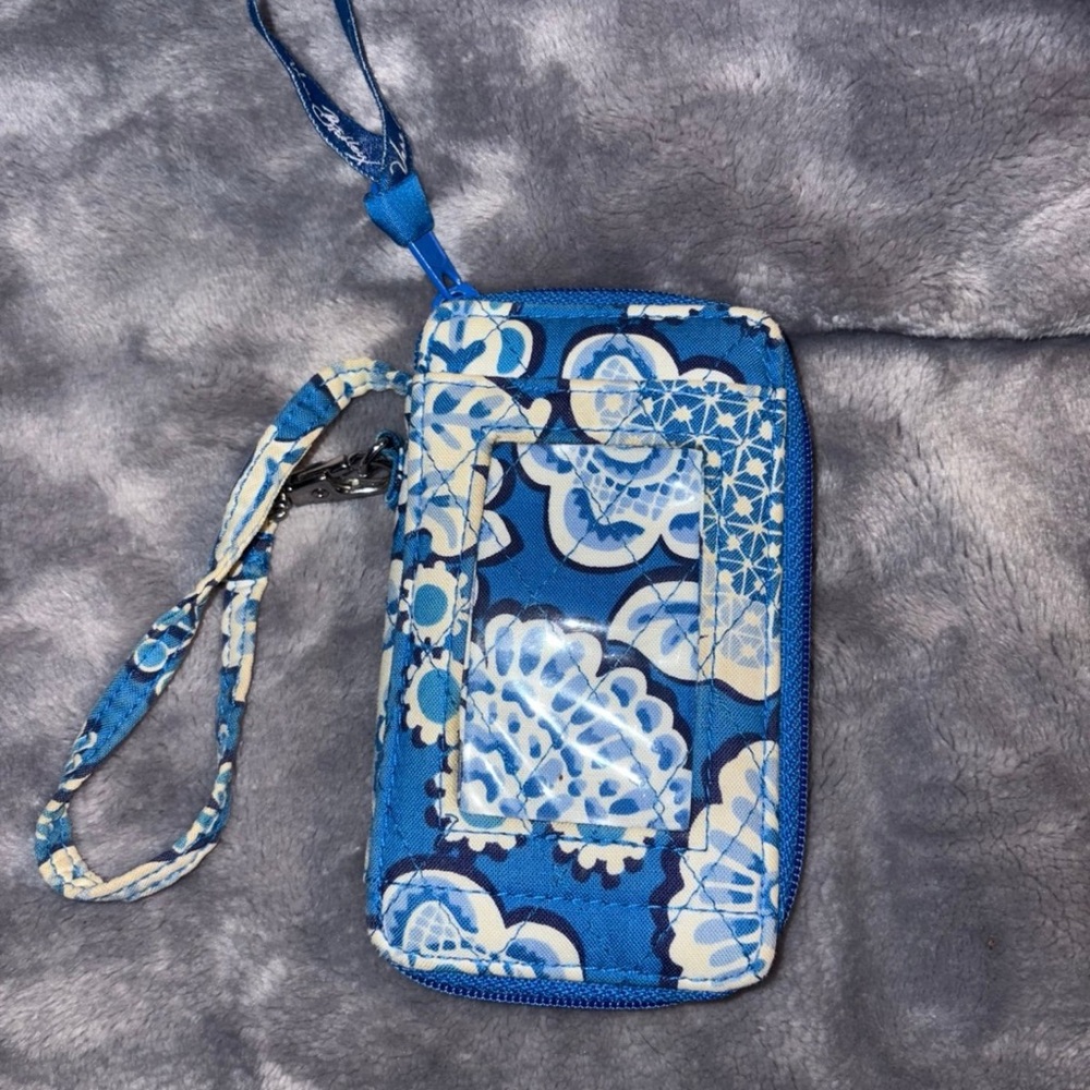 Blue and White Floral Vera Bradley Wristlet
